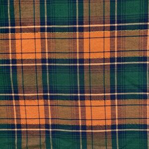 Plaid Fabric Orange Green Metallic 1 2/3 Yds 41 in Wide Lightweight Homespun